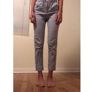• Blue & White Striped Crop Pants